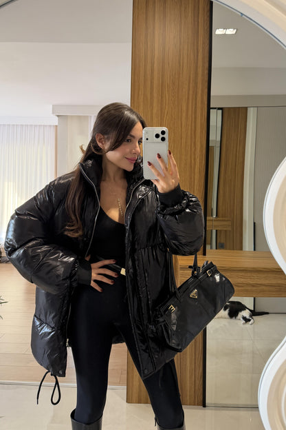 Monje Siyah Şişme Mont