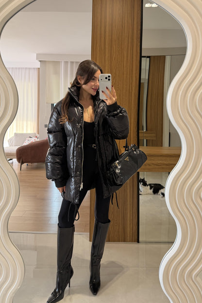 Monje Siyah Şişme Mont