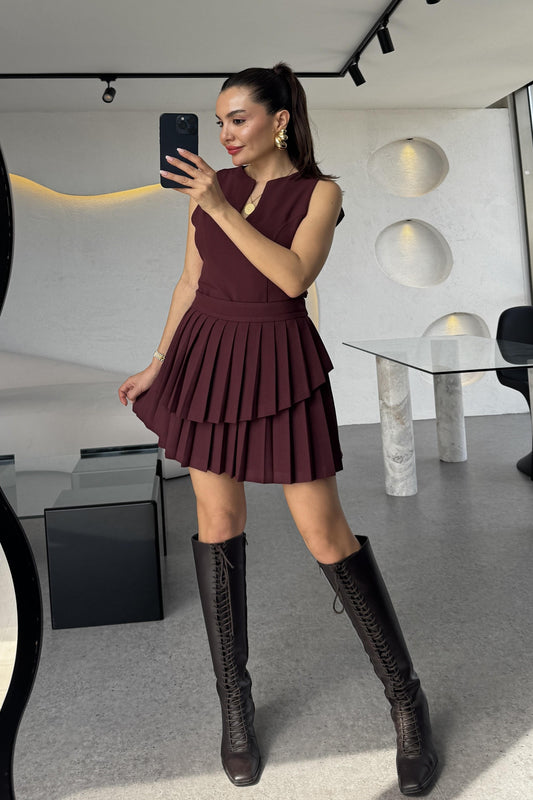 Montana Bordo Pileli Etekli Takım
