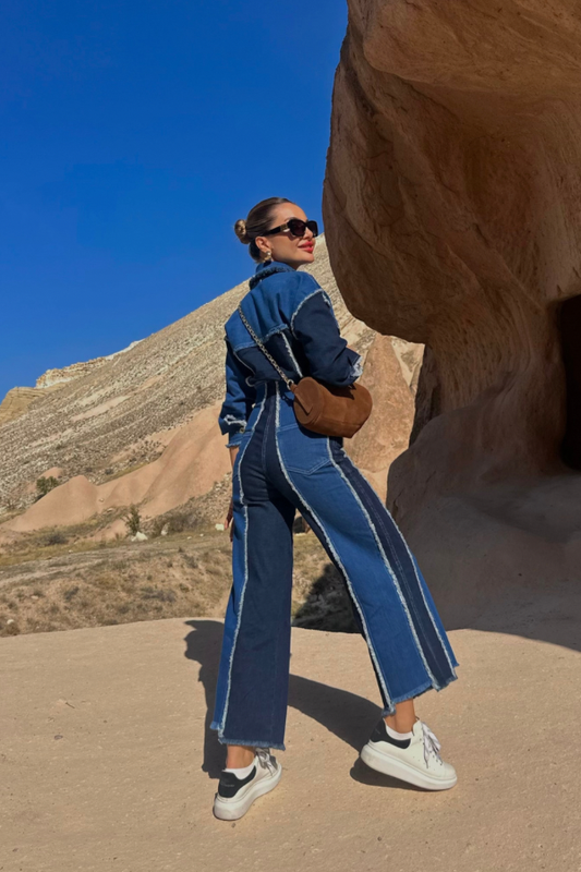 Monte ters dikiş tasarım kot ceket