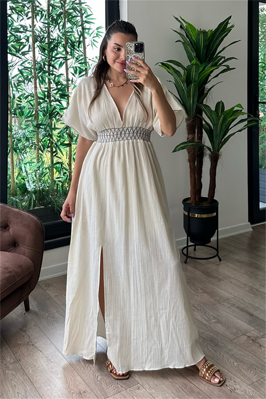 Moon işlemeli bürümcük elbise