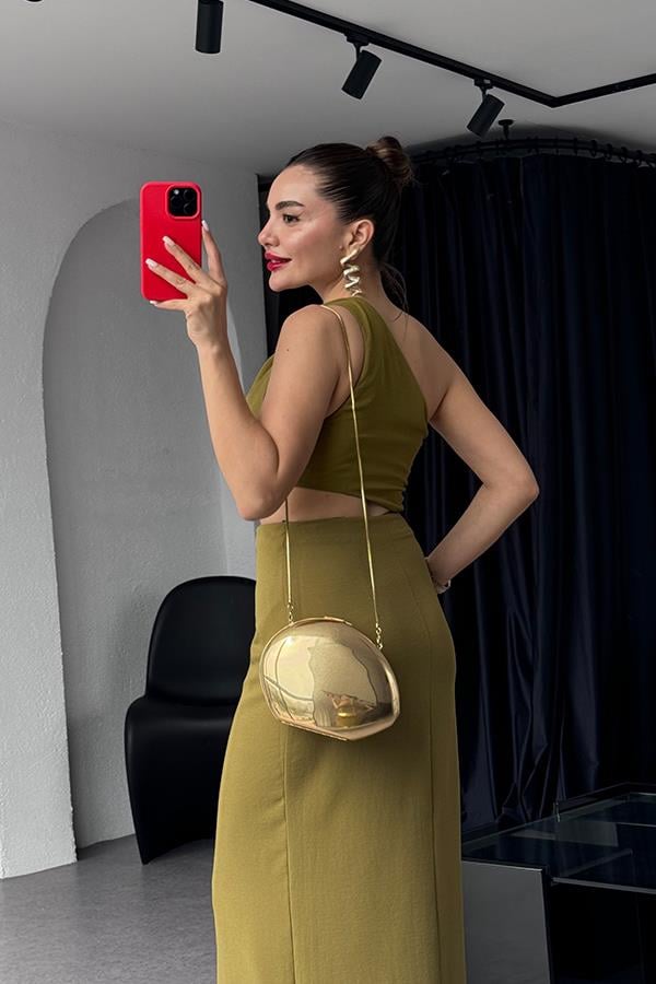 Moore Tek Omuz Bel Dekolteli Elbise