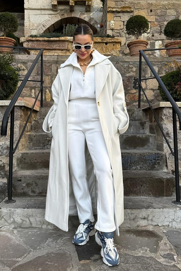 Morgan Balıksırtı Kaşe Kaban - Taş