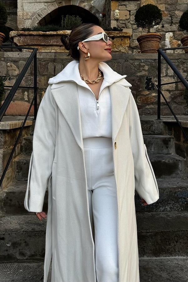 Morgan Balıksırtı Kaşe Kaban - Taş