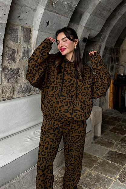 Morgane Kahve Leopar Şardonlu Takım