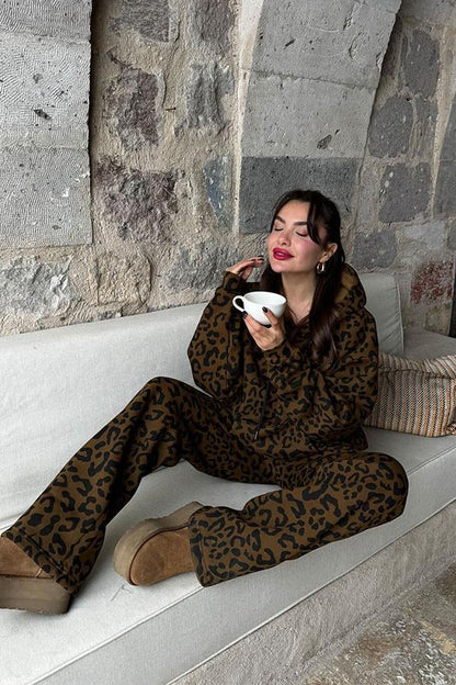 Morgane Kahve Leopar Şardonlu Takım
