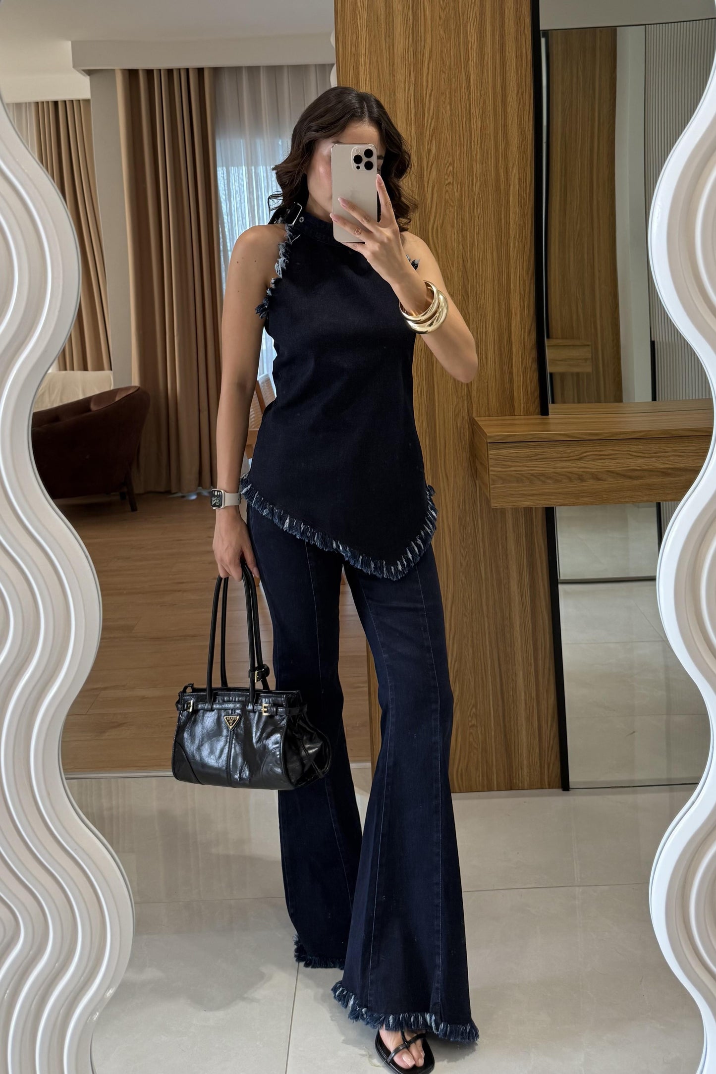 Motinha Denim Ucu Püskül Takım