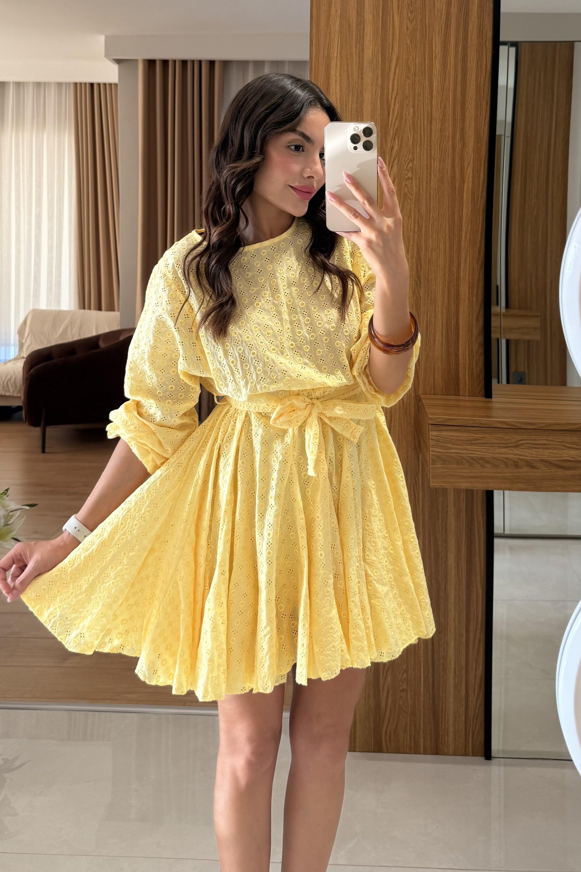 Muffy Sarı Fisto Çan Elbise