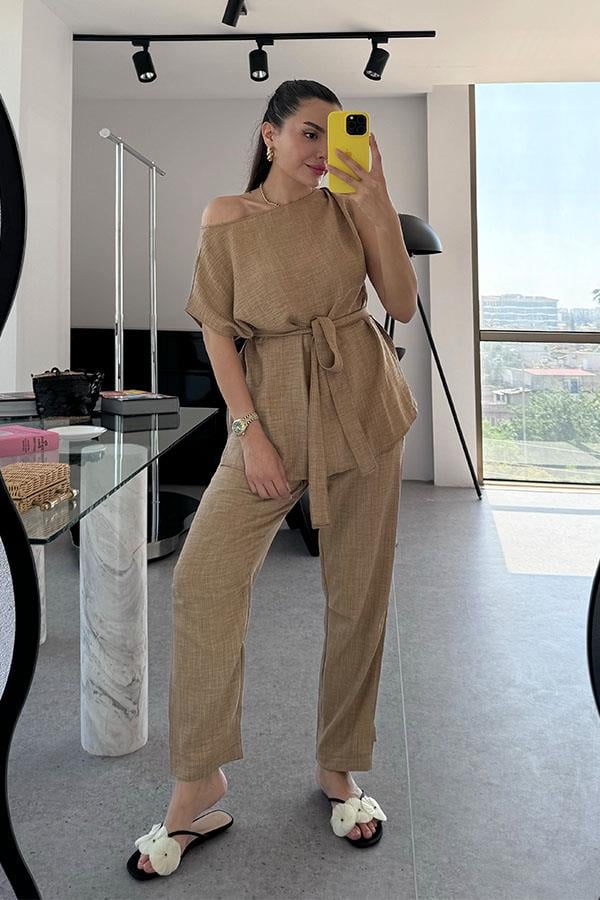 Myra Keten Omzu Düşük Takım-Camel