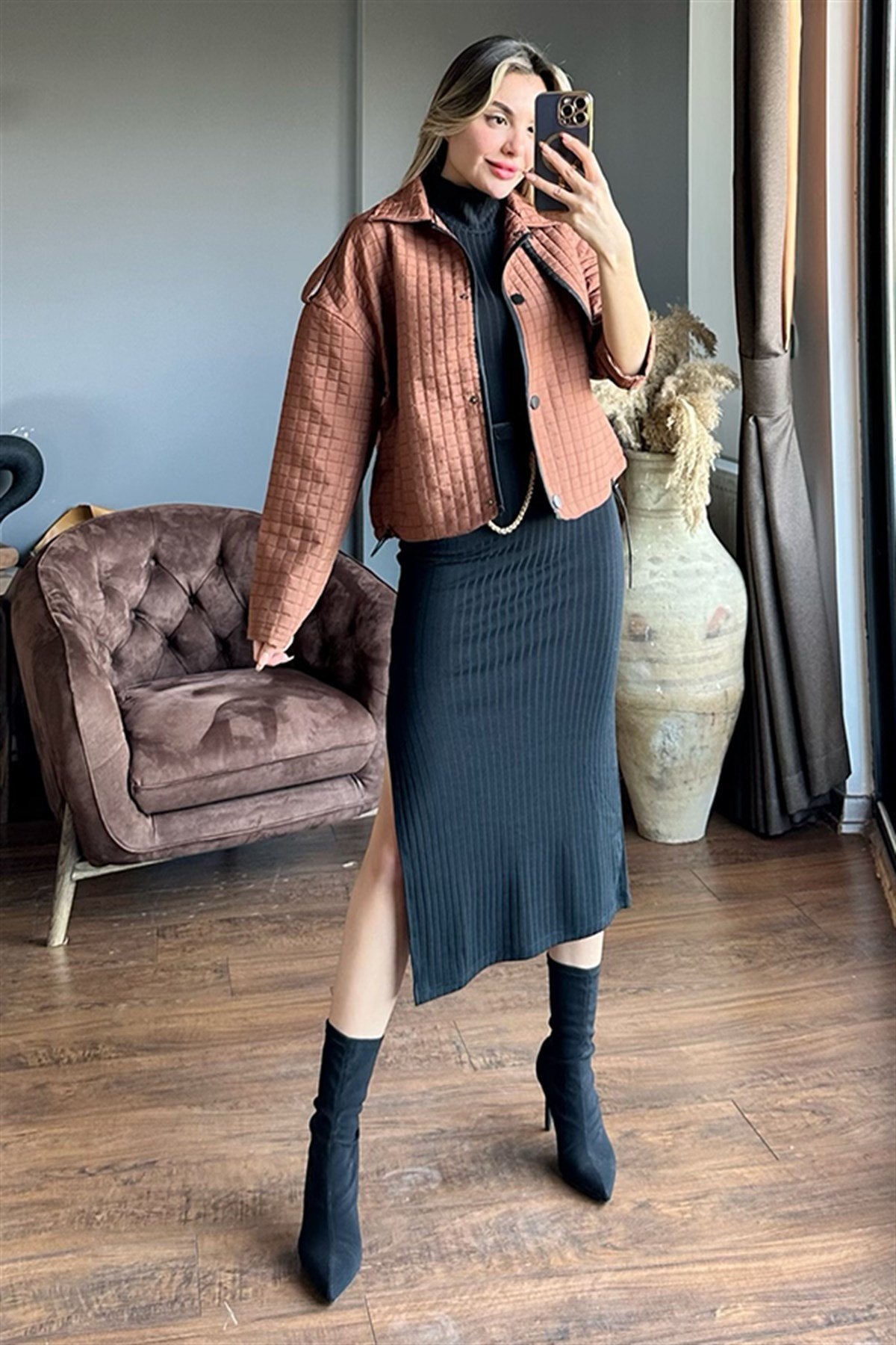 Nakd sıfır kol fitilli siyah triko elbise