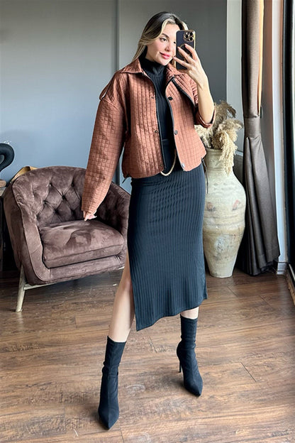 Nakd sıfır kol fitilli siyah triko elbise