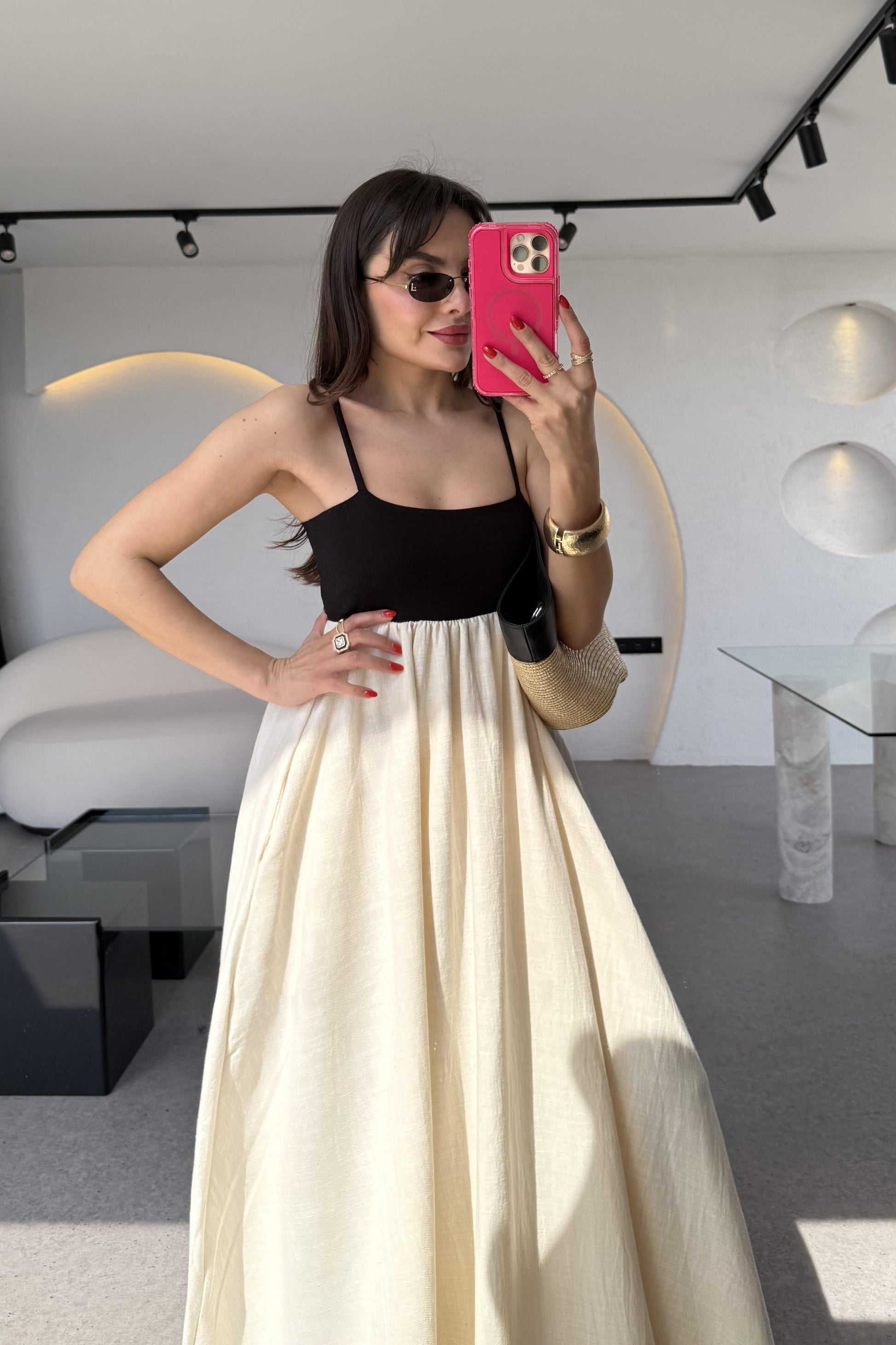 Napoli Natural Keten Maxi Elbise