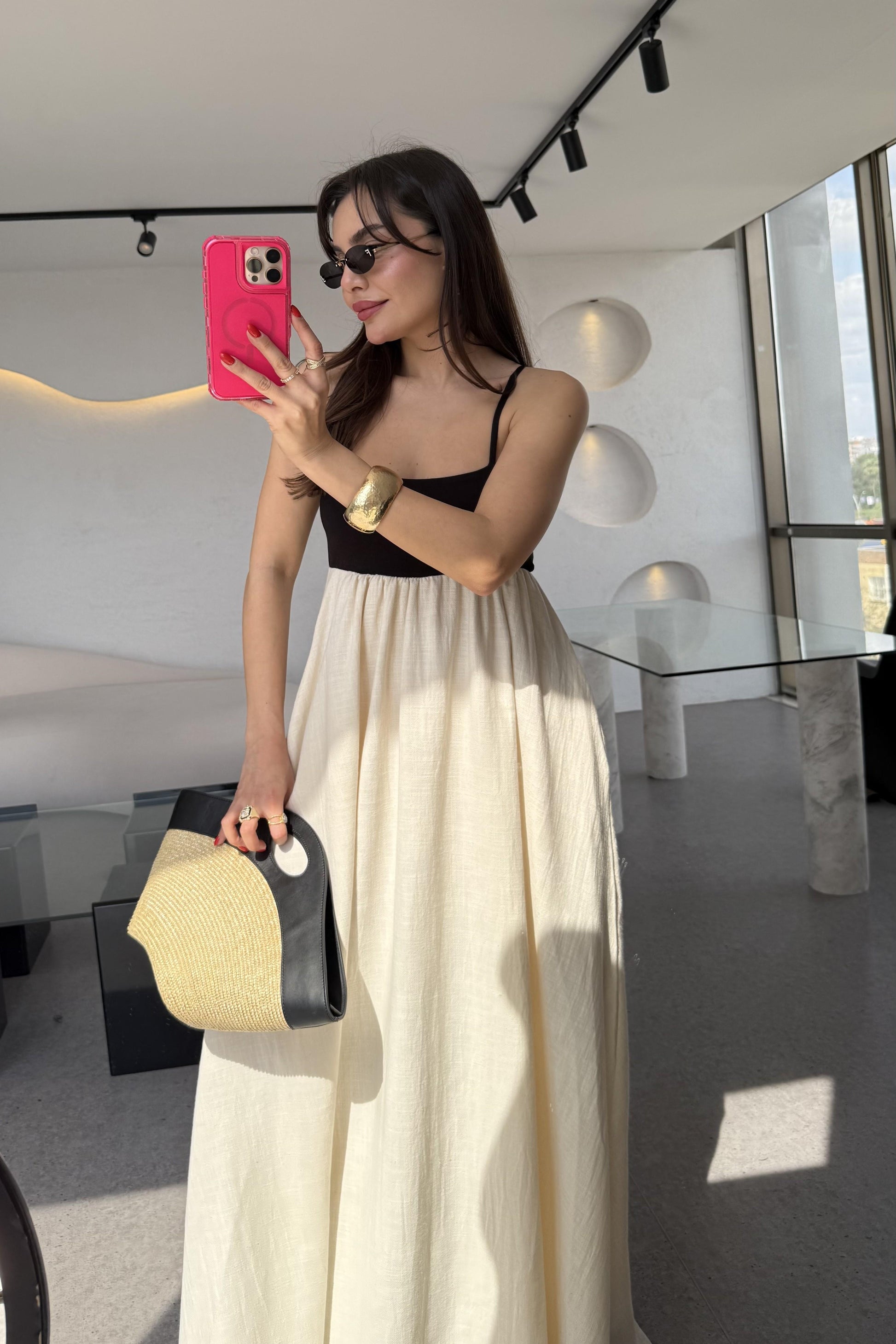 Napoli Natural Keten Maxi Elbise