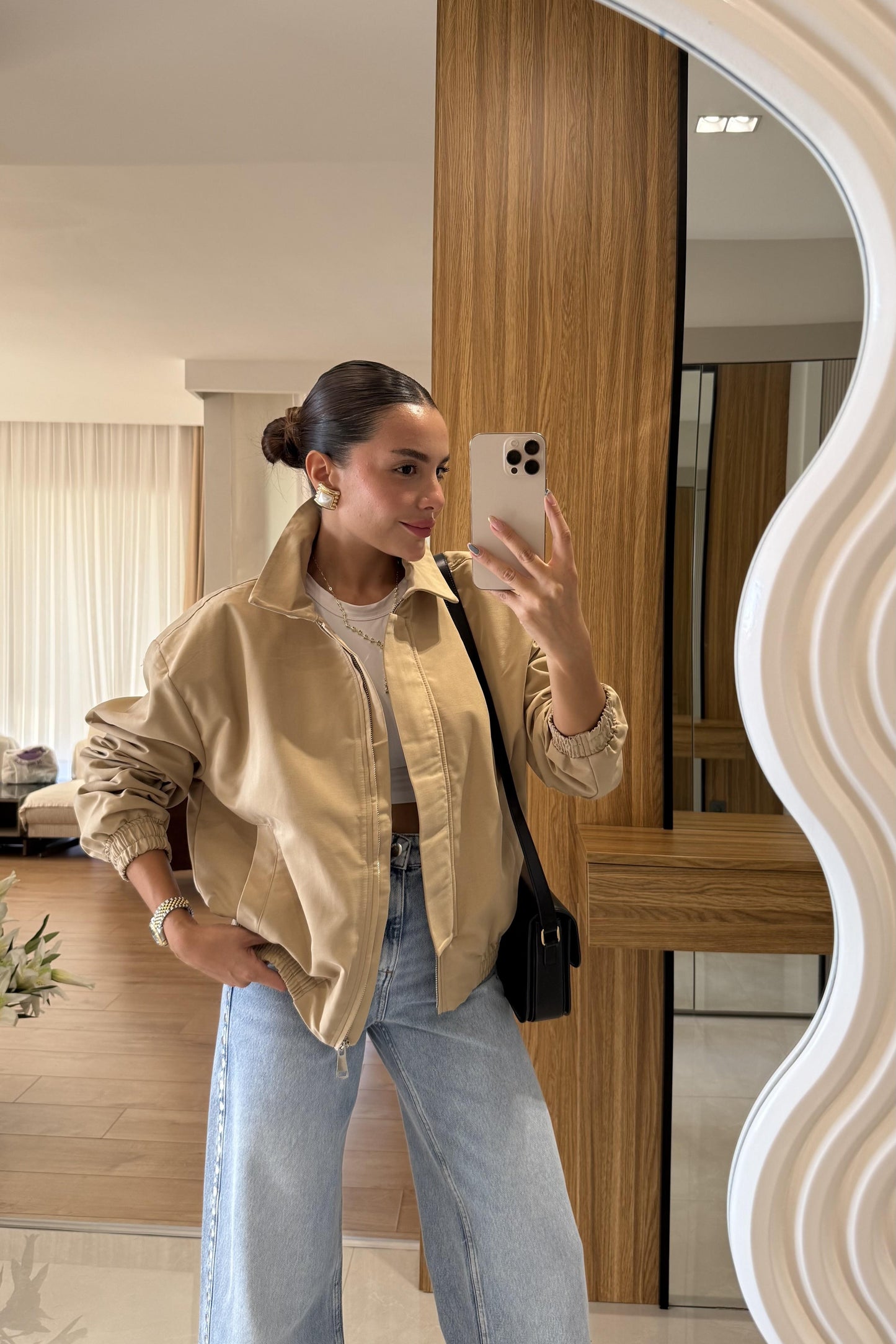 Nascia Camel Bomber Ceket