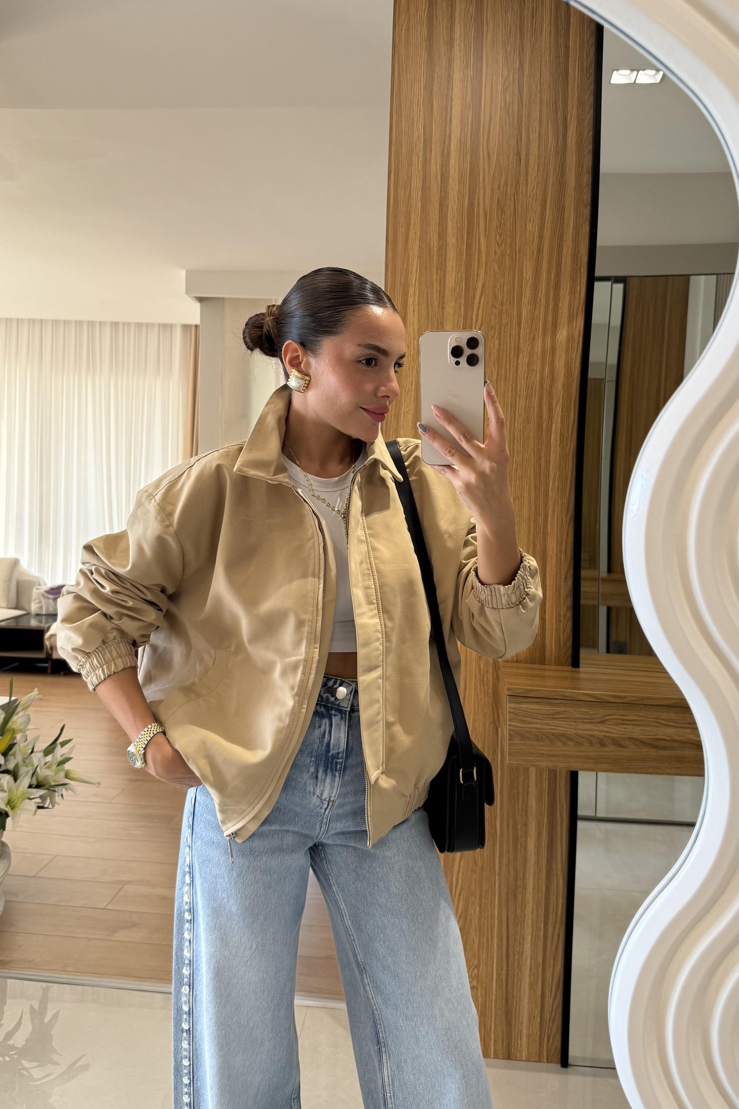 Nascia Camel Bomber Ceket