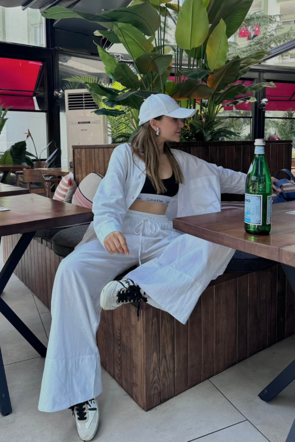 Natural Bohem Keten Takım- Beyaz