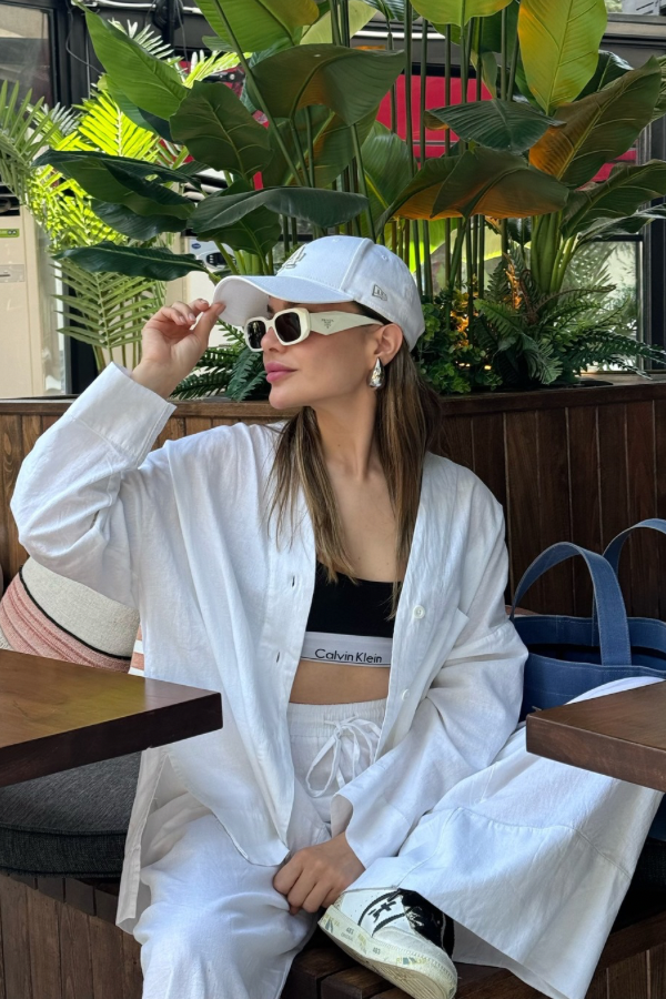 Natural Bohem Keten Takım- Beyaz