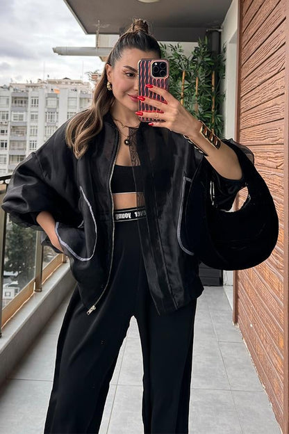 Nelya Tül Bomber Ceket