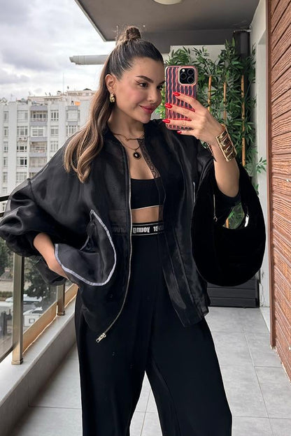 Nelya Tül Bomber Ceket