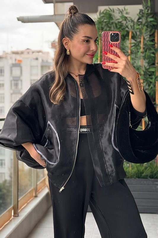Nelya Tül Bomber Ceket
