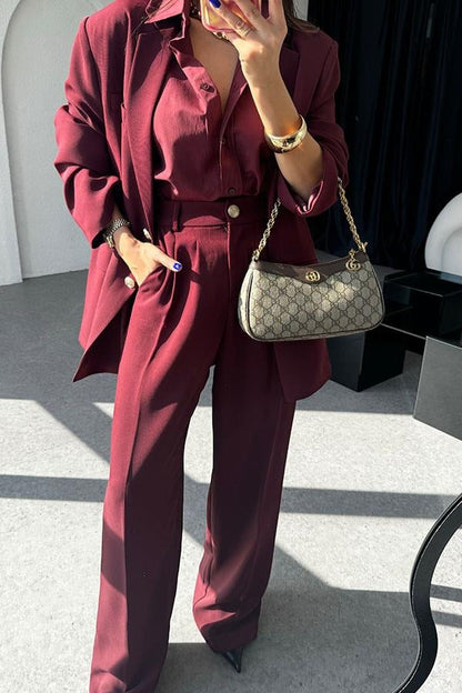 Newest Bordo Blazer Ceket Takım