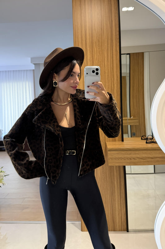 Niveria Leopar Tüylü Ceket