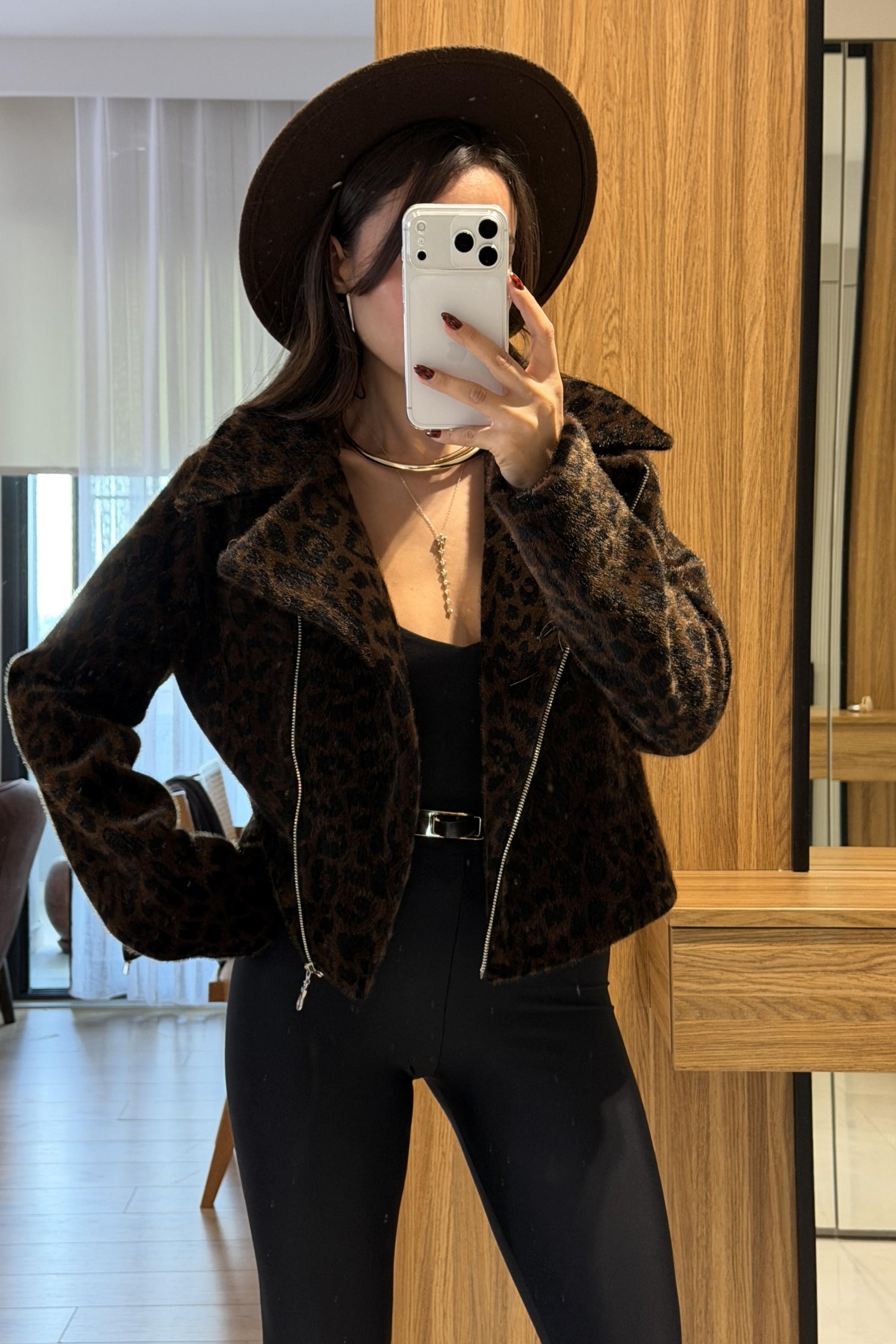 Niveria Leopar Tüylü Ceket