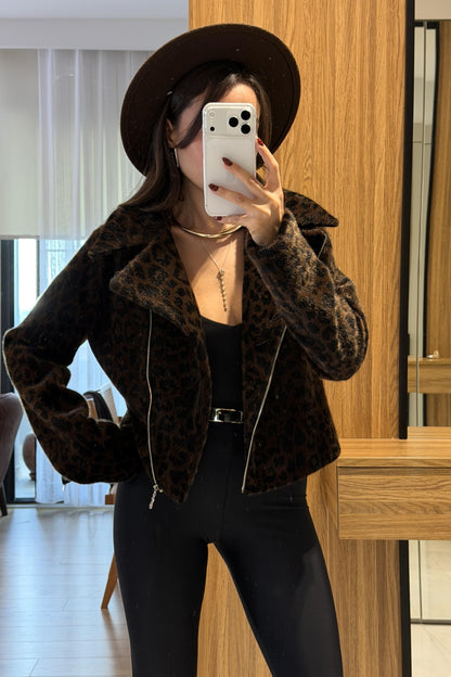 Niveria Leopar Tüylü Ceket