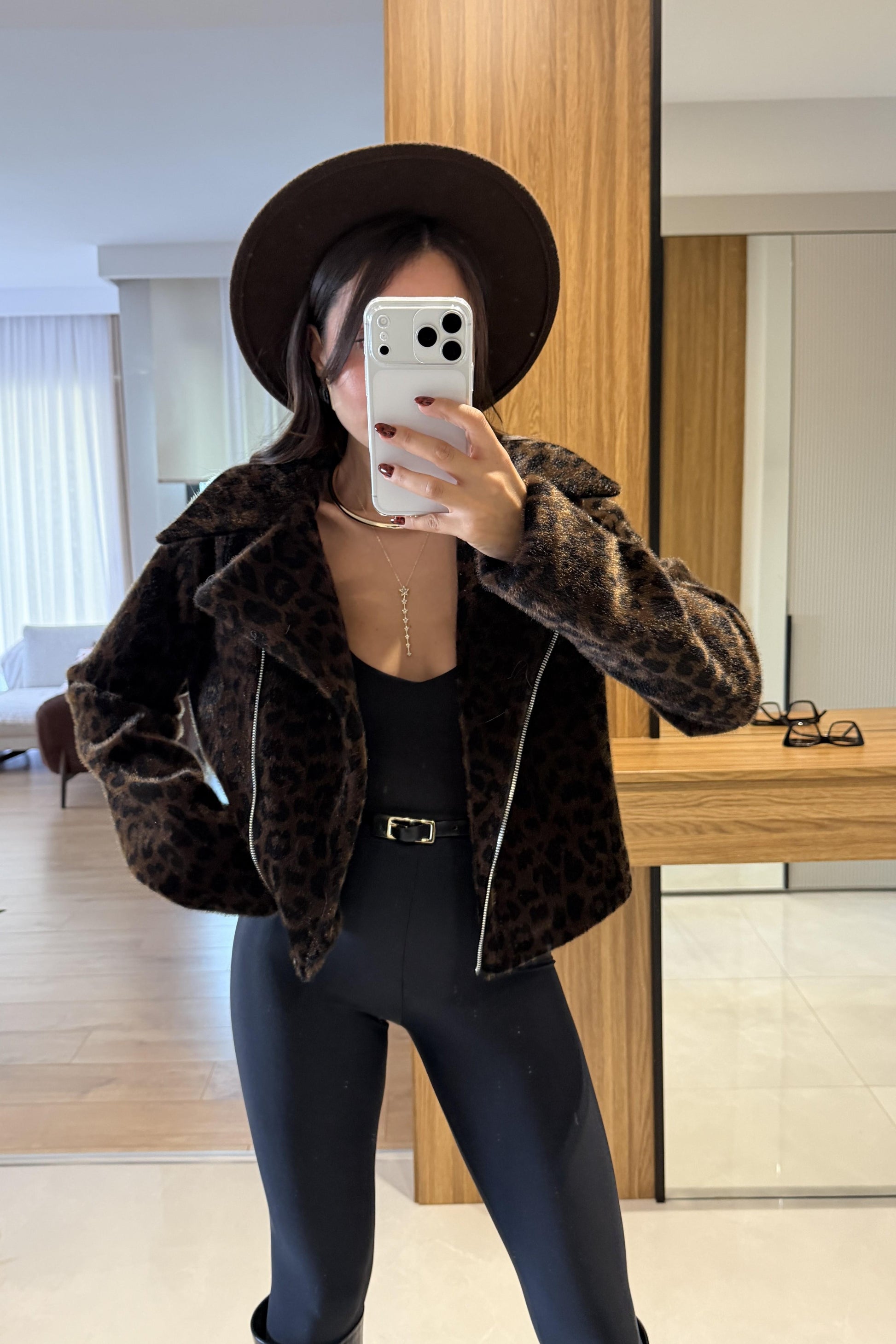 Niveria Leopar Tüylü Ceket