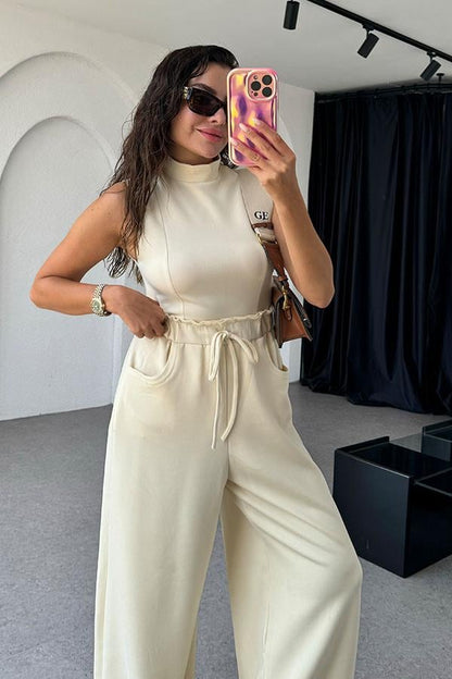 Nives Modal Kumaş Tasarım Takım - Krem