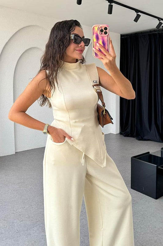 Nives Modal Kumaş Tasarım Takım - Krem