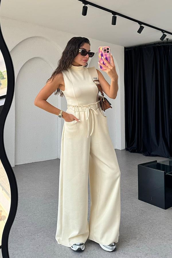 Nives Modal Kumaş Tasarım Takım - Krem