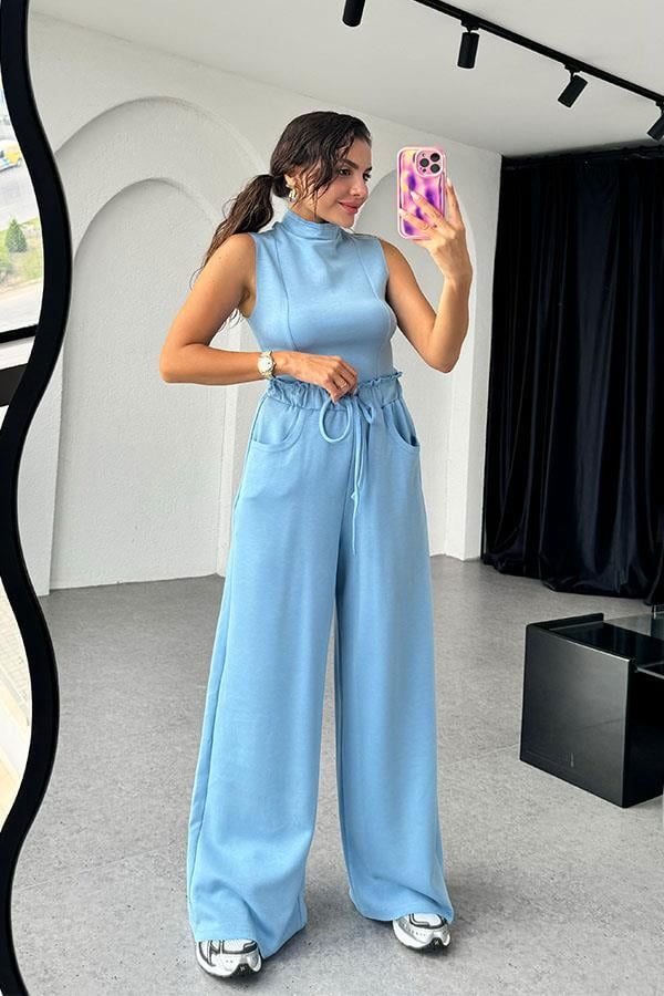 Nives Modal Kumaş Tasarım Takım - Mavi