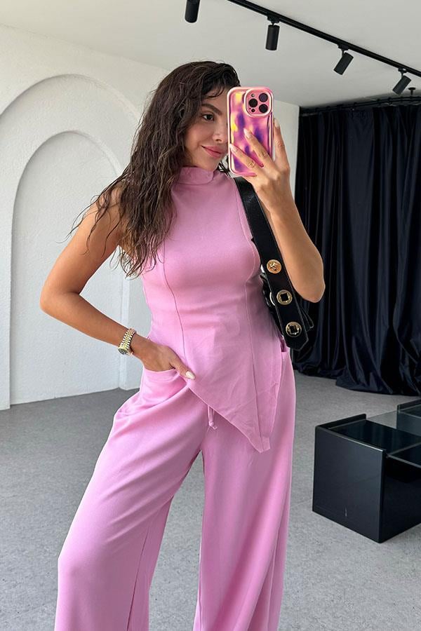 Nives Modal Kumaş Tasarım Takım - Pembe