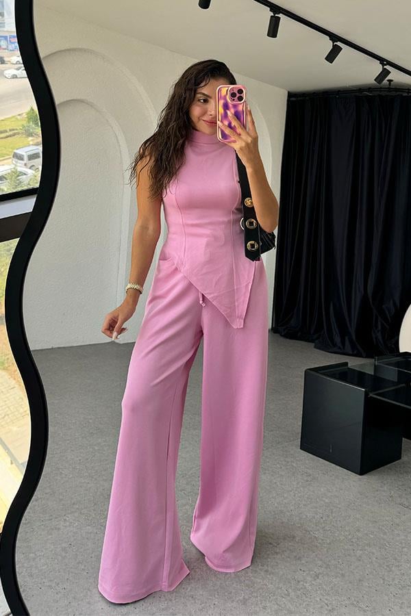 Nives Modal Kumaş Tasarım Takım - Pembe