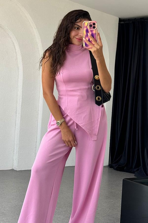 Nives Modal Kumaş Tasarım Takım - Pembe