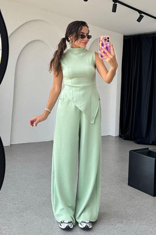 Nives Modal Kumaş Tasarım Takım - Su Yeşil