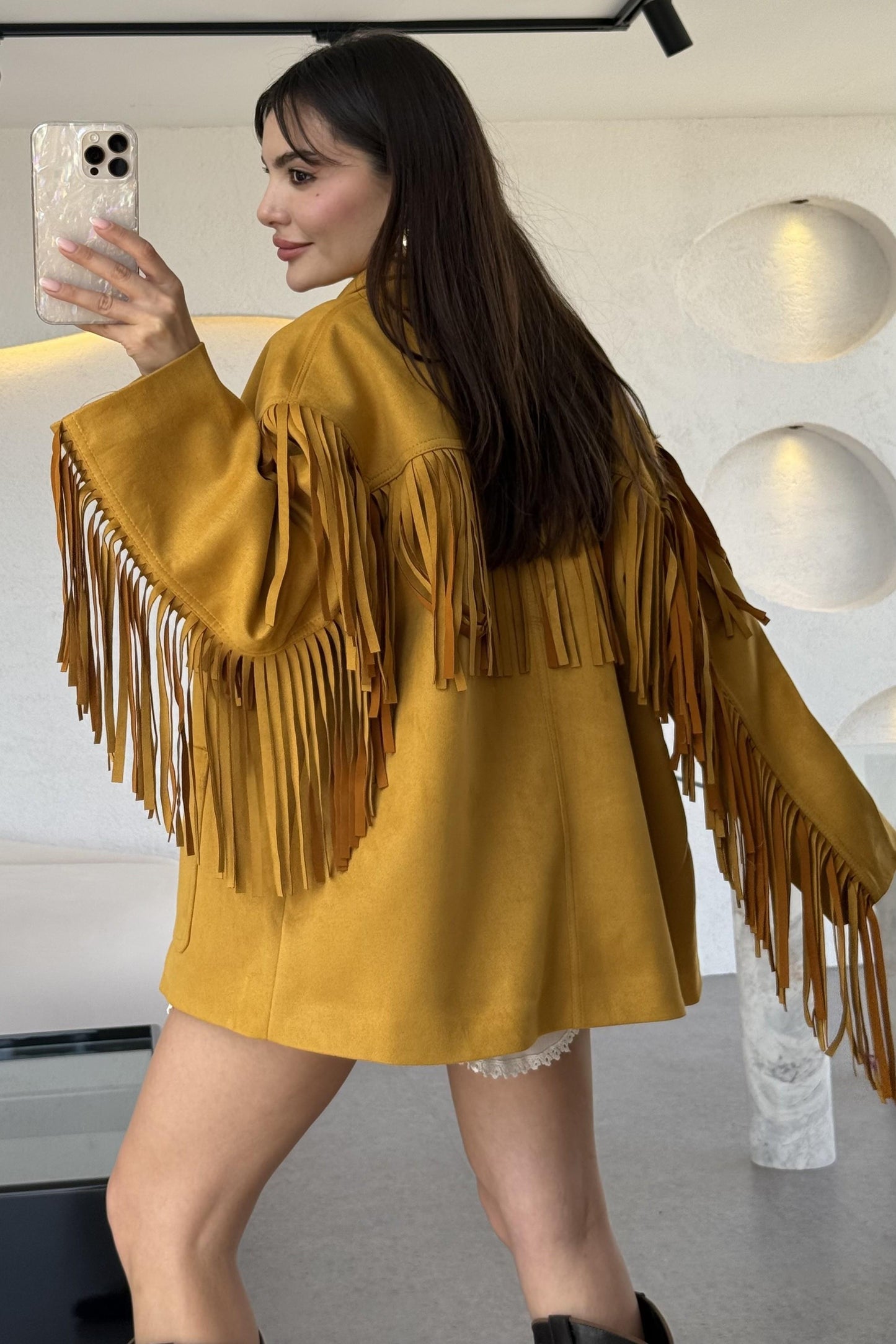 Nixie Hardal Vintage Püsküllü Süet Ceket