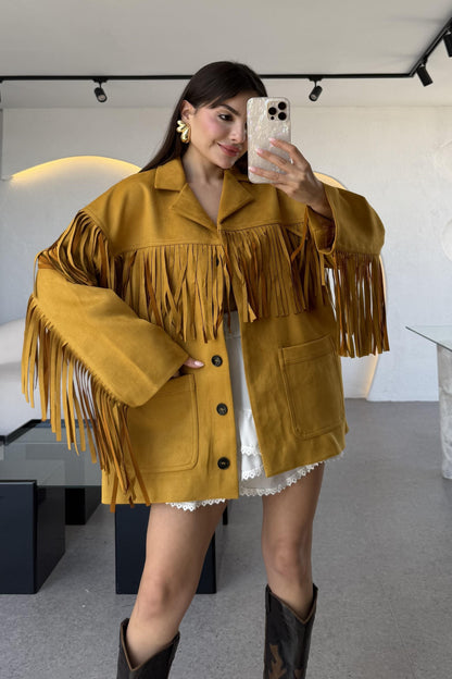 Nixie Hardal Vintage Püsküllü Süet Ceket