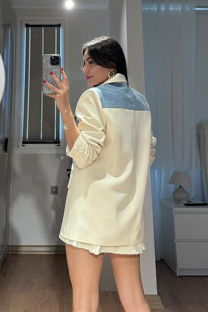 Noren Kot Karışım Ekru Blazer Ceket