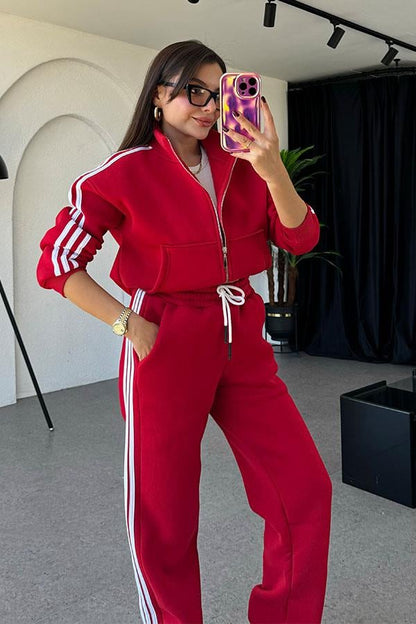 Ochoa 3 Çizgili Kırmızı Eşofman Takım