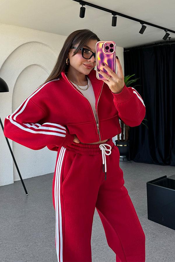 Ochoa 3 Çizgili Kırmızı Eşofman Takım