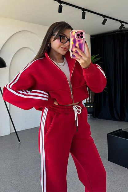 Ochoa 3 Çizgili Kırmızı Eşofman Takım