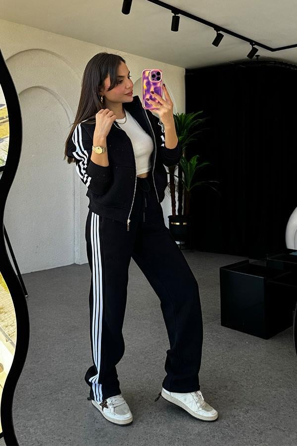 Ochoa 3 Çizgili Siyah Eşofman Takım