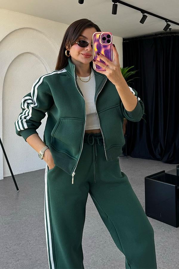 Ochoa 3 Çizgili Zümrüt Eşofman Takım