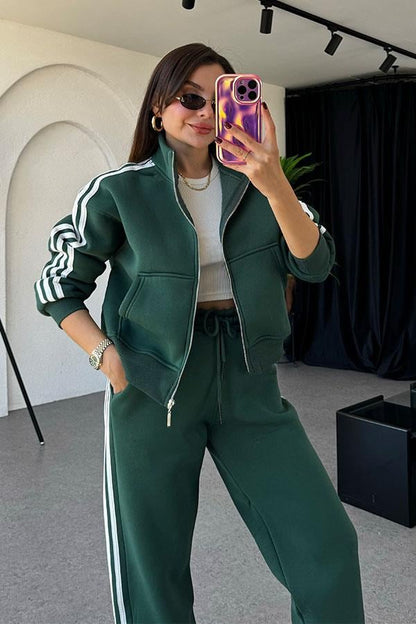 Ochoa 3 Çizgili Zümrüt Eşofman Takım