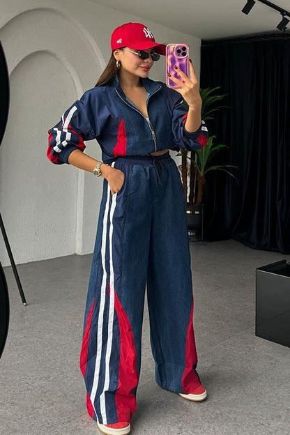 Odelle Kırmızı Tasarım Paraşüt Jean Takım