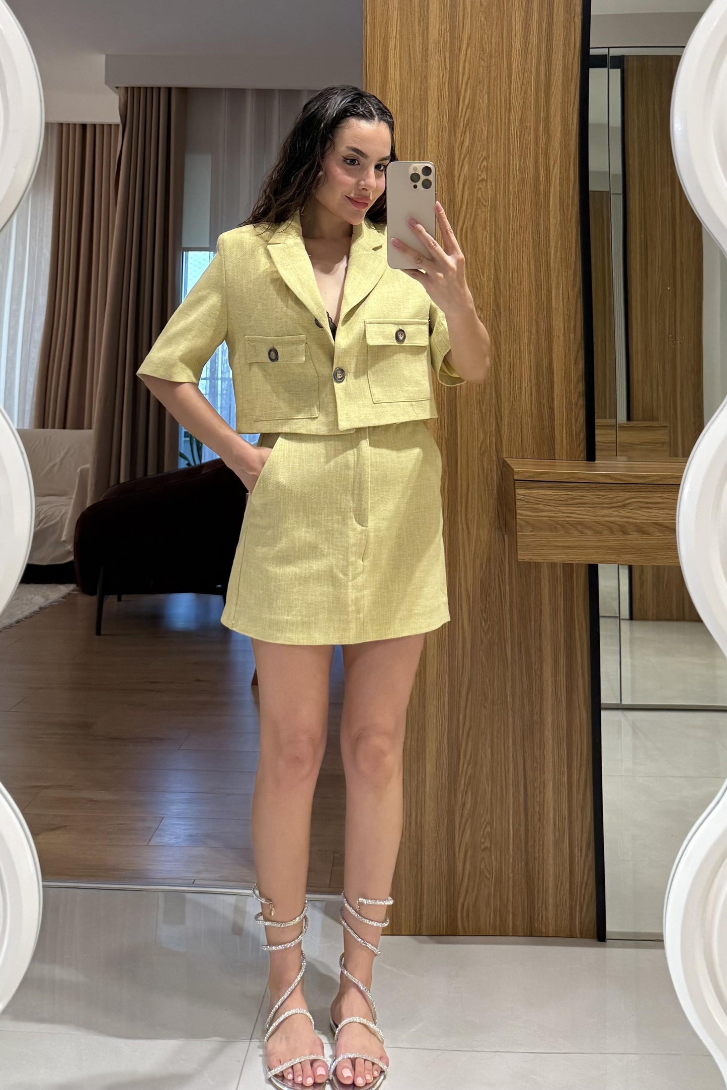 Olimpia Keten Şort Etekli Takım