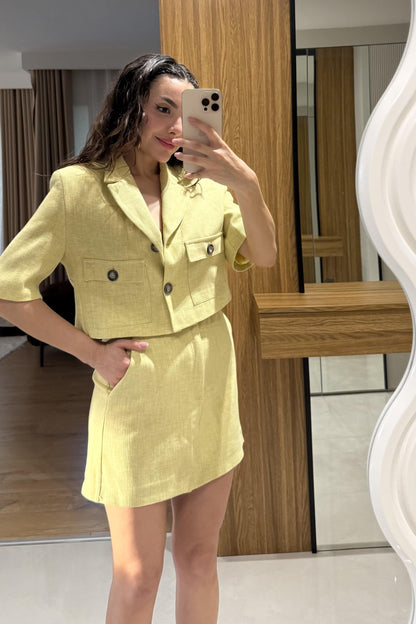 Olimpia Keten Şort Etekli Takım