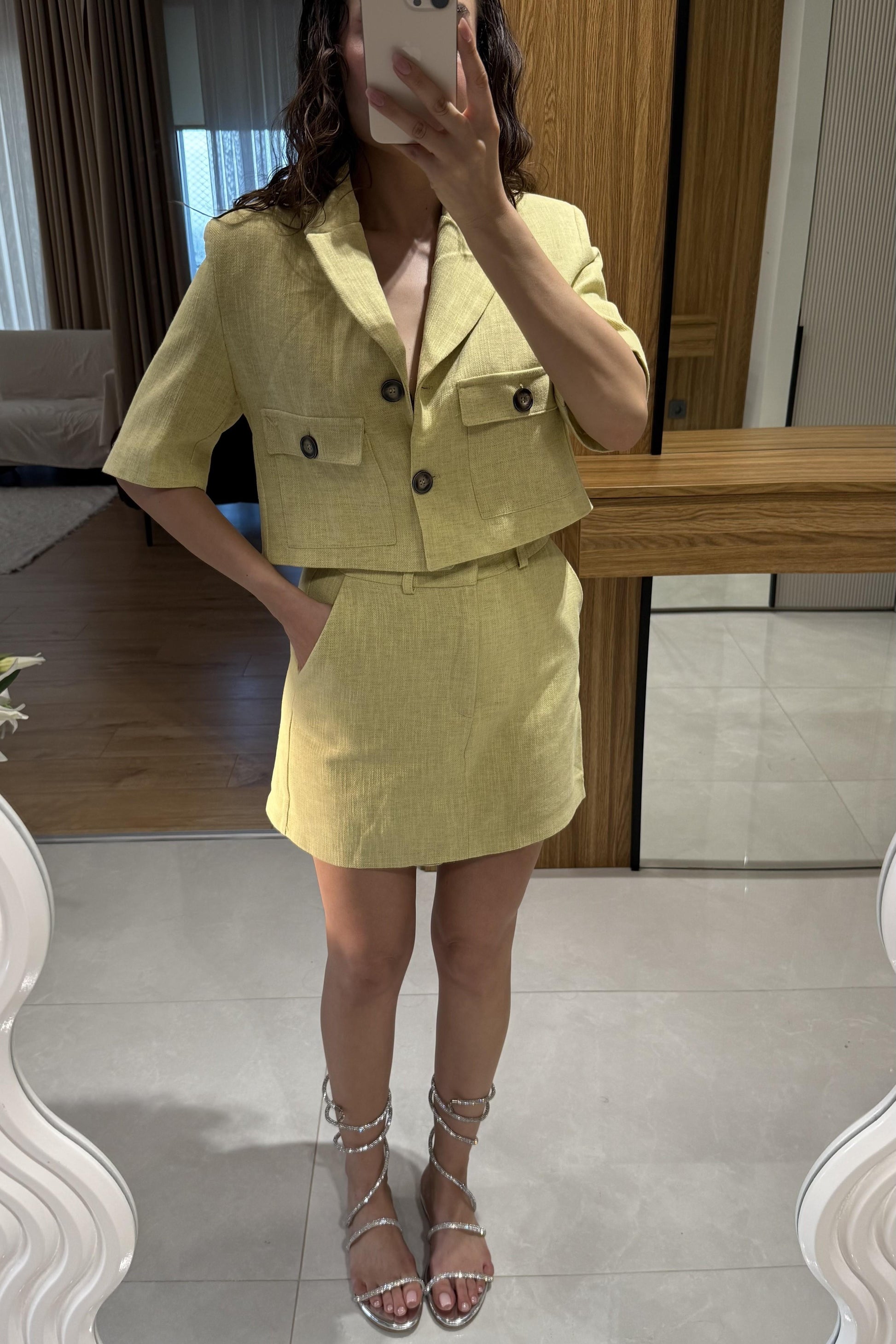 Olimpia Keten Şort Etekli Takım